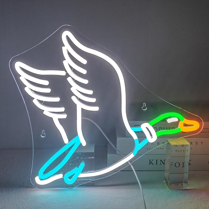 Lucunstar Goose Neon Sign Animal Neon Signs for Wall Decor White LED Light for Party Decorations USB Connectivity Adjustable Brightness Light Sign for Home Wall Bedroom Decor Goose Birthday Decor