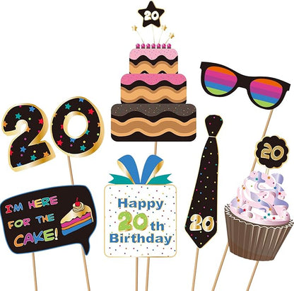BRT Bearingshui 20th Photo Booth Props - Birthday Party Accessories, Signs and Decorations