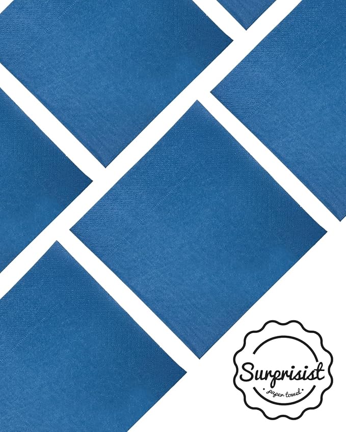 Lake Blue Cocktail Napkins 5 * 5inch disposable Beverage Napkin paper for Cocktail, Wedding, Dinner，Birthday Party Dessert Wine Paper Napkins（ 120 Count）