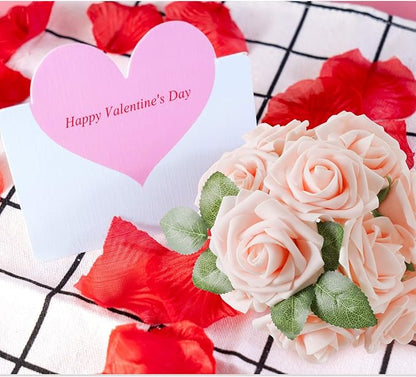 AmyHomie Artificial Flower Blush Pink Rose 50pcs Real Looking Fake Roses w/Stem for DIY Wedding Bouquets Centerpieces Arrangements Party Baby Shower Valentines Day Christmas Tree Decorations