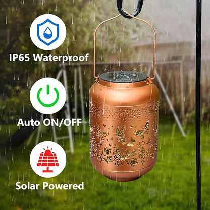 Butterfly Solar Lanterns Outdoor Waterproof, Solar Hanging Lantern for Garden Patio Yard, Gardening Gifts for Women Mother Mom Grandma, LED Decorative Solar Powered Lantern Light for Outside