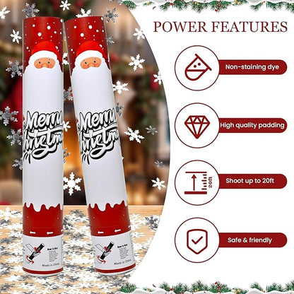 Confetti Cannon Snowflake Confetti Poppers 12Pack for Christmas Decor Party Poppers Xmas White Snowflake Confetti Christmas Party Shooter for Celebration Party Decorations