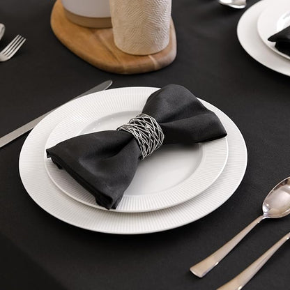 Encasa XO Jet Black Cloth Napkins Set of 6, 17"x17" | Solid Color Cotton Dinner Napkins | Washable & Reusable Napkins for Dining Table Fall Decoration, Holiday & Christmas Festivals