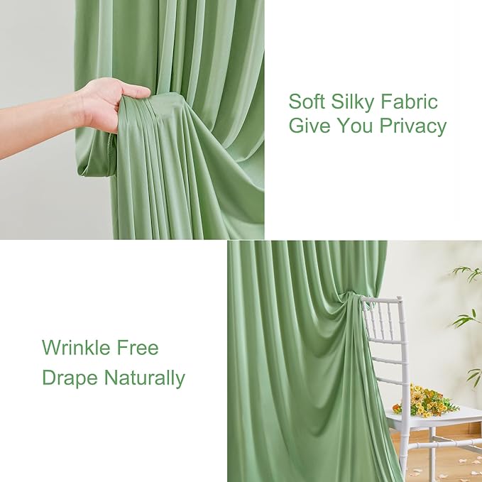 10x10 Sage Green Backdrop Curtain for Parties Wrinkle Free Dark Green Photo Curtains Backdrop Drapes Fabric Decoration for Baby Shower Birthday Party Photography 5ft x 10ft,2 Panels