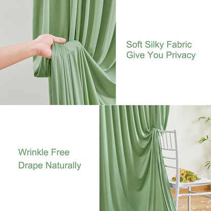 10x10 Sage Green Backdrop Curtain for Parties Wrinkle Free Dark Green Photo Curtains Backdrop Drapes Fabric Decoration for Baby Shower Birthday Party Photography 5ft x 10ft,2 Panels