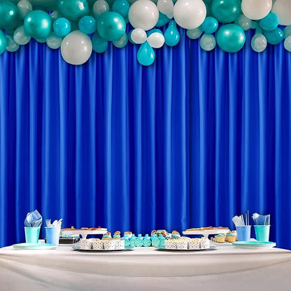 Hiasan Neon Blue Screen Backdrop Curtains for Parties, Polyester Photography Backdrop Drapes for Family Gatherings, Wedding Decorations, 5ftx8ft, Set of 2 Panels