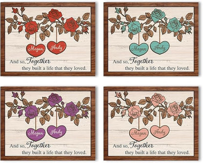 Together they built a life that they loved Wooden Sign, Custom Couple Sign, Anniversary Couple Gift, Frame Sign, Rose Flower Decor Wood Sign Valentine Gifts for Him Her Engaged Bridal Party a18