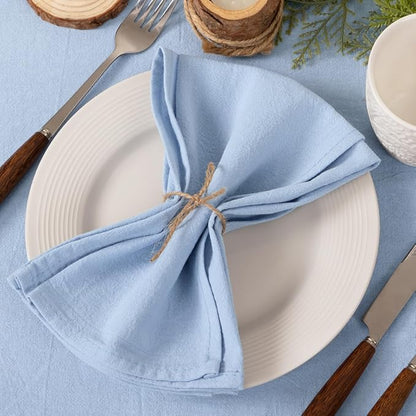Socomi Cloth Napkins Blue Fall Thanksgiving Washable Reusable Bulk Linen Cotton Napkins Set of 10 17"x17" for Wedding Party Bridal Baby Shower Birthday Dining Table Decorations
