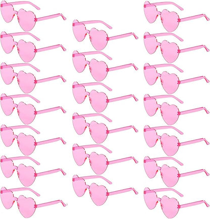 20 Pairs Heart Shaped Sunglasses Bulk, Colorful Rimless Fun Heart Sunglasses for Women Party Favors