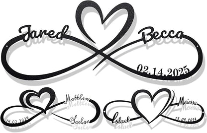 Personalized Metal Sign With Couples Name and Date: Wedding Gifts for Couples - Anniversary Valentines Day Gifts for her him Bridal Shower - Infinity Heart Wall Decor Style1