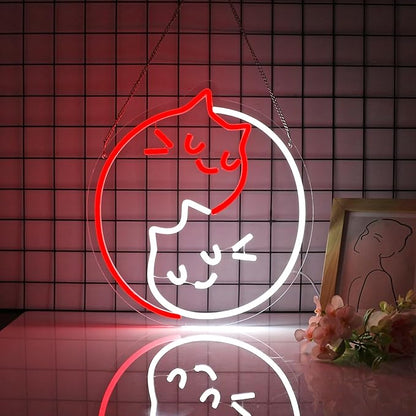 Neon Sign, JGHTURIE Cat Neon Signs for Wall Decor Animal Light Up Sign Cute Led Signs for Kids Game Living Room Bar Party Decor USB Powered