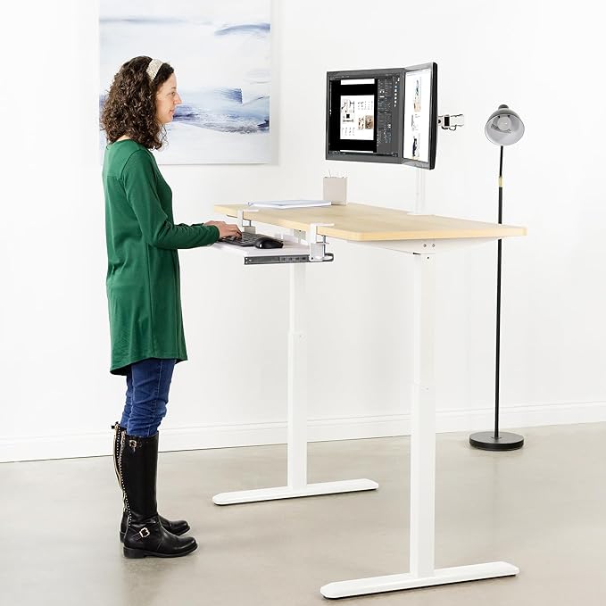VIVO Clamp-on Computer Keyboard and Mouse Under Desk Mount Slider Tray, 69cm (84 Including Clamps) x 28cm Pull Out Platform Drawer, White, MOUNT-KB05W