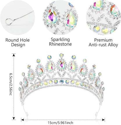 3 Pack Crystal Tiara and Princess Crown,Bridal Wedding Queen Headbands Prom Pageant Birthday Party Hair Accessories