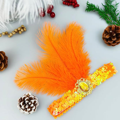 Feather Headpiece Sequins Headbands 1920s Flapper Showgirl Headpieces for Women Girls Carnival Party Accessories