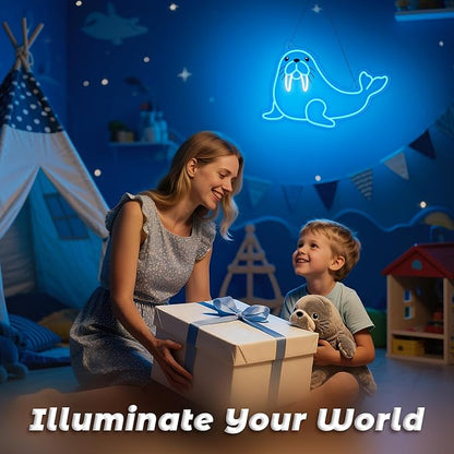 Walrus Neon Sign, Dimmable Wall Decor Light. Birthday Party Decorations for Home, Patio, Garden, Bars, Restaurants, Hotels, Stores, Clubs, Gift for Friends Family and Kids