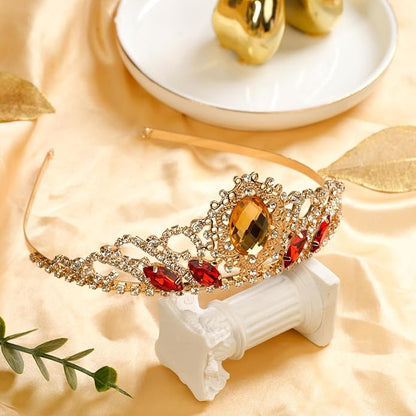Princess Dress Up Accessories Tiara Crown Sparkle Gold Crown for Birthday Christmas Halloween Cosplay