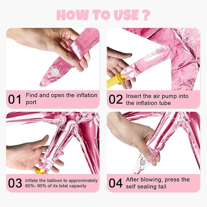 Pink Blue Star Balloon,16Pcs Star Foil Balloons Set with 22Inch Explosion Spike Cone Balloons and 10Inch Quadrangle Helium Balloon for Birthday Wedding Baby Shower Party Decorations