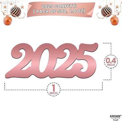 KatchOn, Shiny Rose Gold 2025 Grad Confetti - Pack of 500 | Rose Gold Graduation Confetti Class of 2025 | Pink Graduation Decorations 2025 | Prom Decorations 2025