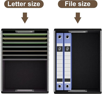 Huolewa File Organizer Boxes with Lids, Collapsible Faux Leather Hanging File Folder Box Organizer with Plastic Slide, Decorative Home/Office Filing System Boxes for File and Folders Storage