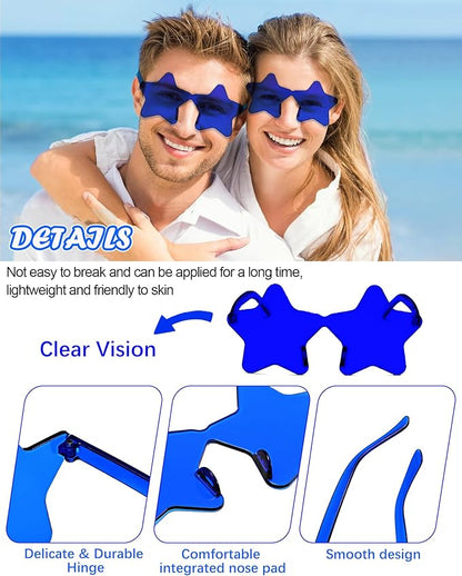 40 Pairs Rimless Star Sunglasses Bulk Wholesale Transparent Candy Color Star Glasses for Women Men Party Favors