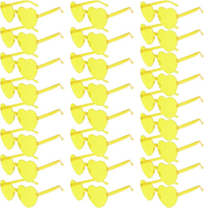PLULON Heart Sunglasses for Women 5/12/25 Pcs, Heart Glasses Valentine Day Rimless Shaped Candy Color Fun Glasses Party Favor