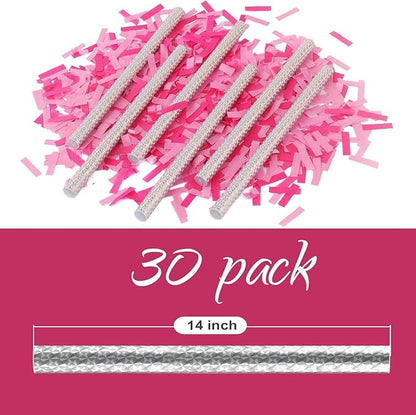 BATTIFE It's a Girl, 30Pack Gender Reveal Confetti Sticks, Tissue Paper Confetti Flick Flutter Wands for Baby Girl Shower, Wedding, Birthday Party Supplies Decoration, Shoot Poppers, 14inch Pink