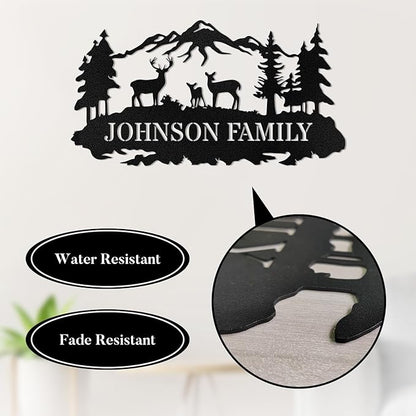 Custom Sign, Custom Metal Sign Customized Family Name Sign, Woodland Deer Metal Sign for Mother's Day Father's Day, Rustic Deer Hunter Gift Outdoor Decor Cabin Decor Home Decor Porch Wall Art Sign