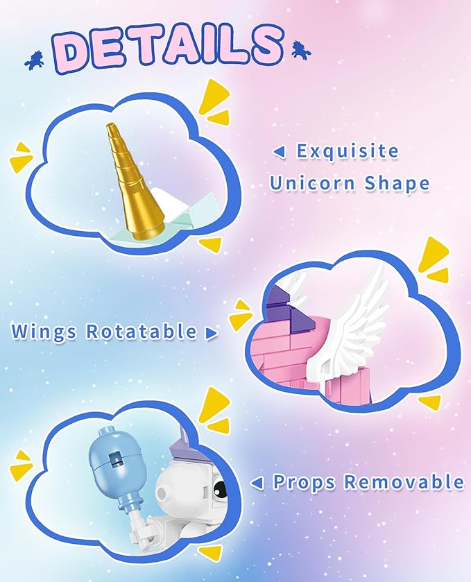 Unicorn Building Blocks Set, 6 PCS Unicorn Toys for Girls, Creative Educational STEM Toys Compatible with Lego, Christmas Birthday Gift Ideas