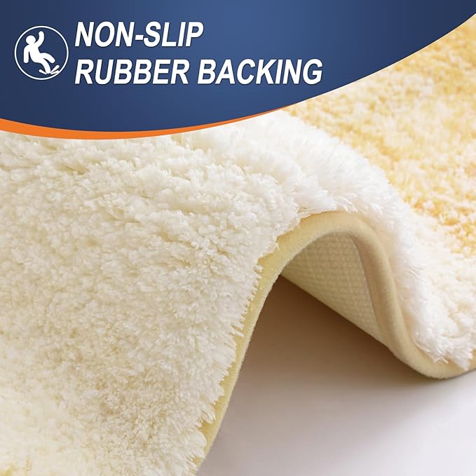 OLANLY Bathroom Rugs Mat 44x24, Extra Soft Absorbent Microfiber Bath Rug, Rubber Backing, Quick Dry, Machine Washable Bath Mats for Bathroom Floor, Tub and Shower, Home Decor Accessories, Light Yellow