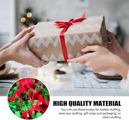 ZEBMOON 1 LB Red Green Crinkle Cut Paper Shred Filler Great for Gift Wrapping, Basket Filling, Birthday, Wedding, Halloween, Thanksgiving, Christmas Day, New Year Party Decorations Filling Supplies
