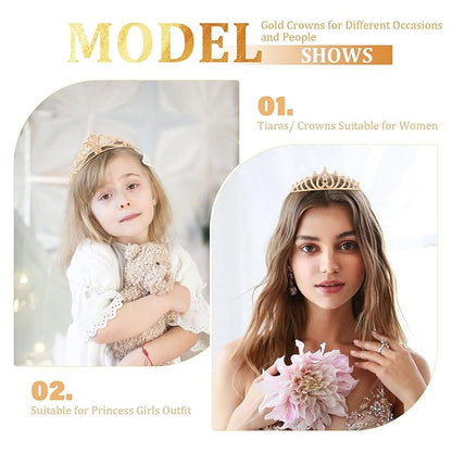 10 Pcs Gold Tiaras Crowns Headbands for Women Girls Princess Tiara Bulk Crown Rapunzel Crown for Wedding Birthday Crystal Tiara for Prom, Bride, Pageant, Halloween