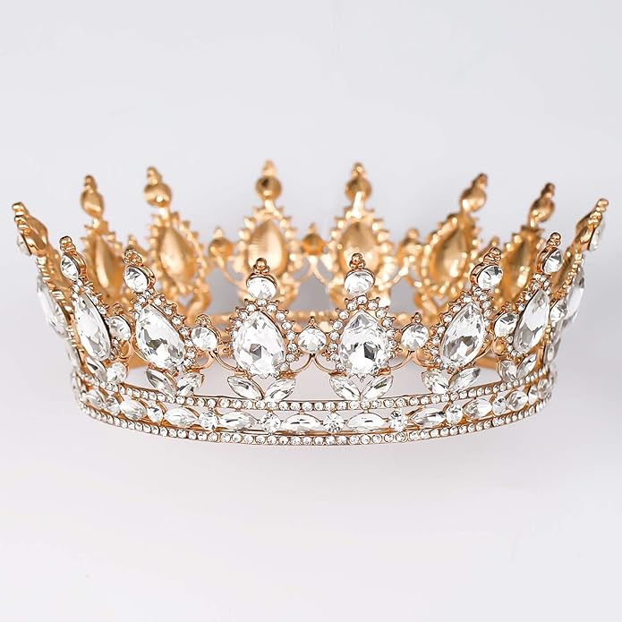 FORSEVEN Queen Crown Rhinestone Wedding Crowns and Tiaras for Women Costume Party Hair Accessories Princess Birthday Crown Crystal Bridal Crown Christmas Decorations Headband