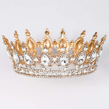 FORSEVEN Queen Crown Rhinestone Wedding Crowns and Tiaras for Women Costume Party Hair Accessories Princess Birthday Crown Crystal Bridal Crown Christmas Decorations Headband