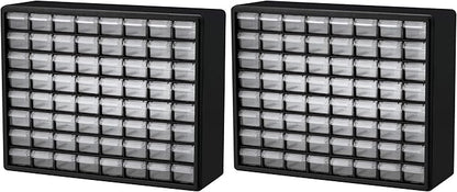 Akro-Mils 64-Drawer Plastic Storage Cabinet, 20-Inch W x 6-Inch D x 16-Inch H | Black | Model 10164 | Garage Organization