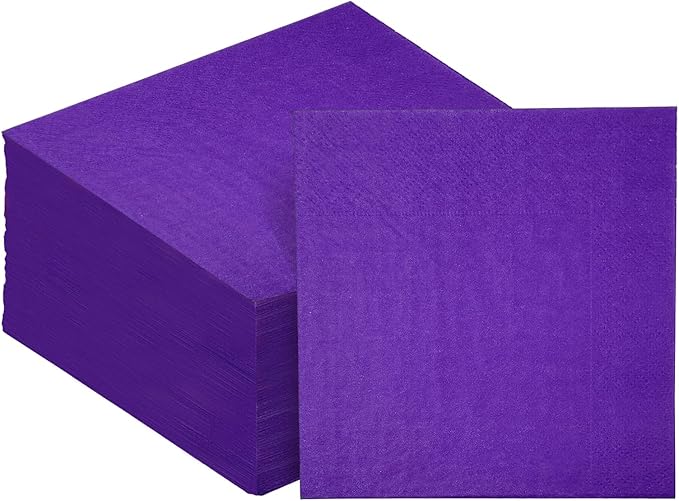 Purple Cocktail Napkins 5 * 5inch disposable Beverage Napkin paper for Cocktail, Wedding, Dinner，Birthday Party Dessert Wine Paper Napkins（ 120 Count）