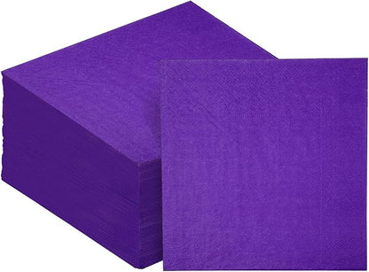 Purple Cocktail Napkins 5 * 5inch disposable Beverage Napkin paper for Cocktail, Wedding, Dinner，Birthday Party Dessert Wine Paper Napkins（ 120 Count）