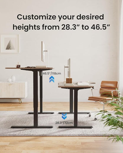 FEZIBO L Shaped Electric Corner Standing Desk, 55×32 inch Home Office & Computer Height Adjustable Table with 4 Memory Height Settings, Ergonomic Sit and Stand desk with Splice Board, Rustic Brown Top