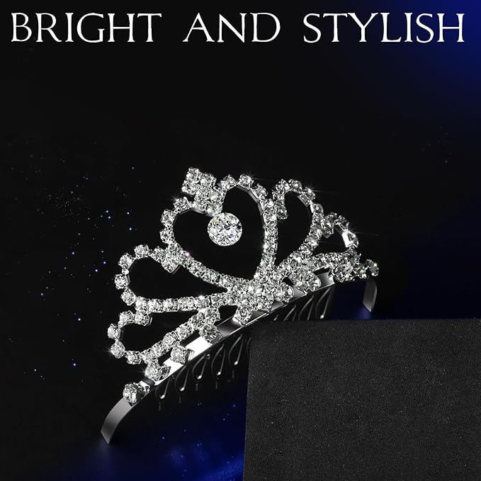 Teenitor Crown, 5pcs Tiaras for Women, Tiara Crown, Silver Tiara for Little Girls Rhinestone Headbands Wedding Headband Party