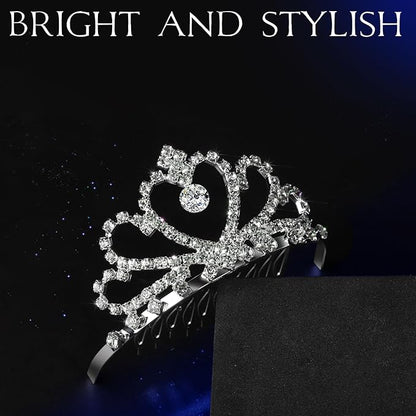 Teenitor Crown, 5pcs Tiaras for Women, Tiara Crown, Silver Tiara for Little Girls Rhinestone Headbands Wedding Headband Party