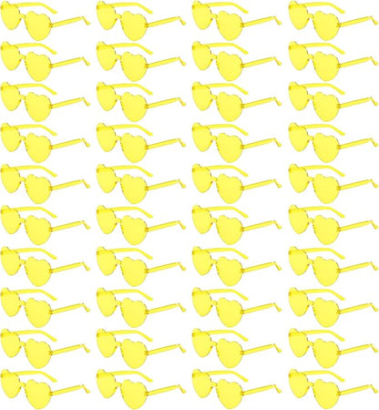 40 Pairs Heart Shaped Sunglasses Bulk, Colorful Rimless Fun Heart Sunglasses for Women Party Favors
