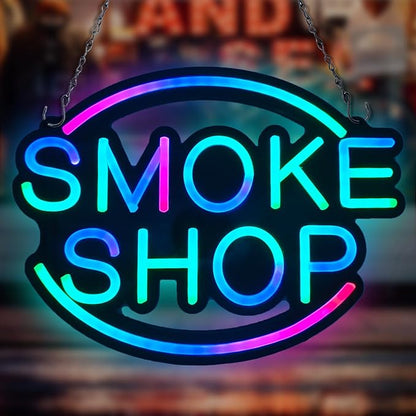 SMOKE SHOP LED Neon Sign for Business,16x12 inch Vape Smoke Shop Sign RGB Bright Led for Window Wall Door VapeSmoke Store