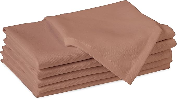 Encasa XO Tan Cloth Napkins Set of 6, 17"x17" | Solid Color Cotton Dinner Napkins | Washable & Reusable Napkins for Dining Table Fall Decoration, Holiday & Christmas Festivals