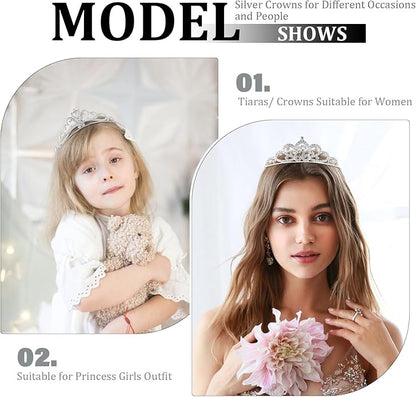 16 Pcs Tiaras Crowns Headbands for Women Girls Silver Princess Tiara Bulk Crown Tiaras Rapunzel Crown for Wedding Birthday Crystal Tiara for Prom, Bride, Pageant, Halloween