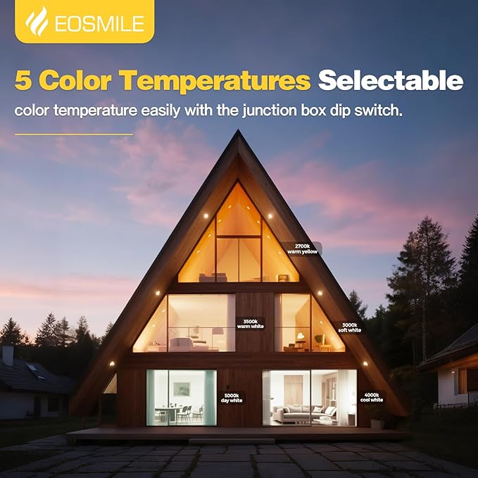 4 Inch 12 Pack Gimbal LED Recessed Lighting, 12W 1100LM CRI90+, 360°&90° Adjustable Eyeball Directional Wafer, 2700K 3000K 3500K 4000K 5000K Selectable, ETL&FCC