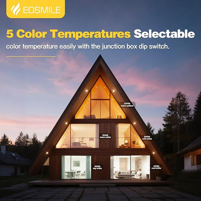 4 Inch 12 Pack Gimbal LED Recessed Lighting, 12W 1100LM CRI90+, 360°&90° Adjustable Eyeball Directional Wafer, 2700K 3000K 3500K 4000K 5000K Selectable, ETL&FCC