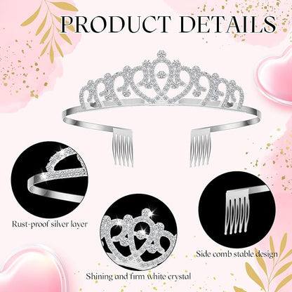 24 Pcs Crystal Tiara Headbands for Women Princess Headband Crown with Combs Tiaras and Crowns for Pageant Bridal Wedding Prom Party Gifts