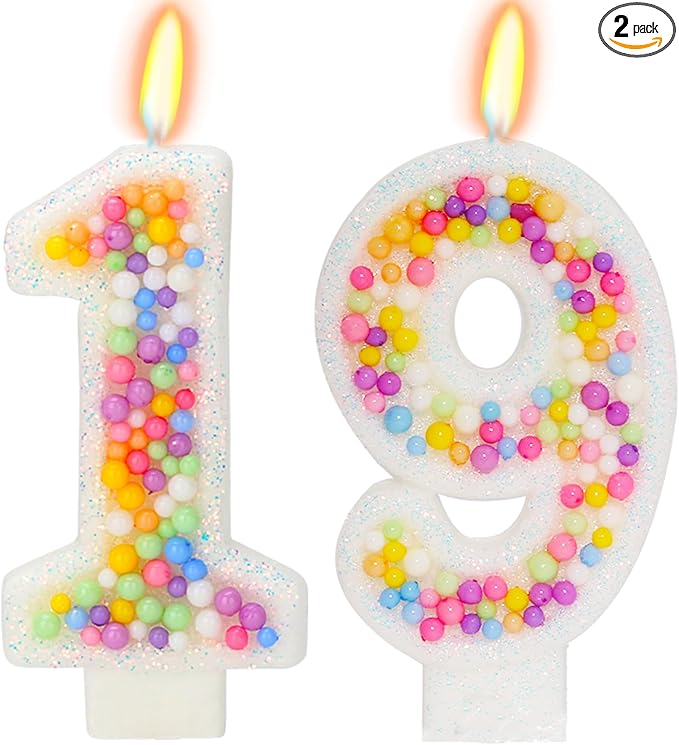 19th Birthday Candle for Cake, Colorful Macaron Numeral Candles for Boys/Girls, Theme Birthday Party Cake Decorations, Cake Topper for Birthday Party Supplies (Number 19)