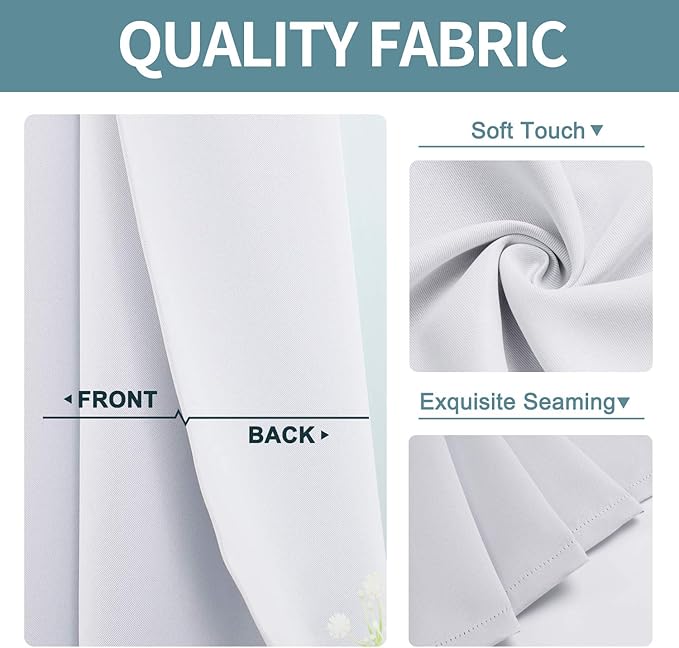 ChrisDowa Grommet Blackout Curtains for Bedroom - Thermal Insulated Room Darkening Curtains for Living Room (1 Panel Set, Greyish White, 52W x 45L)