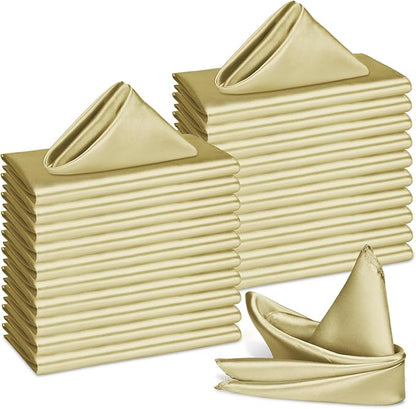 Bailarina 120 Pack Champagne Satin Napkins,17x17 Inches Wedding Napkins Square Soft Silky Table Napkins Bulk Decorative Elegant Cloth Napkin for Party Decoration, Banquet,Wedding,Graduation