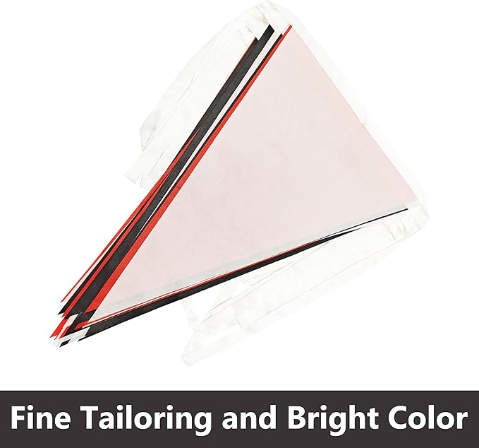 100 Ft White Red Black Pennant Banner Flag, 60 Pcs String Hanging DIY Bunting Flags for Party, School, Birthday, Wedding, Carnival, Celebrations, Outdoor and Indoor Decorations (White Red Black)